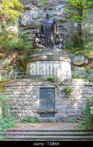 Richard Wagner Denkmal im Liebethaler Grund, Lohmen, die Sächsische Schweiz, Sachsen, Deutschland Stockfoto