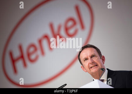 Düsseldorf, Deutschland. 08 Apr, 2019. Hans Van BYLEN, Chief Executive Officer, CEO, in seiner Rede zur Hauptversammlung der Henkel AG & Co.KGaA am 08.04.2019 in Düsseldorf | Verwendung der weltweiten Kredit: dpa/Alamy leben Nachrichten Stockfoto