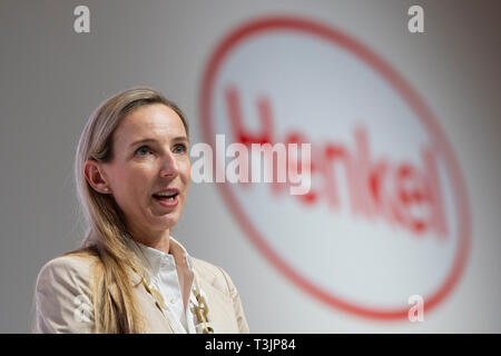 Düsseldorf, Deutschland. 08 Apr, 2019. Simone BAGEL - TRAH, Vorsitzender des Aufsichtsrats, in ihrer Rede zur Hauptversammlung der Henkel AG & Co.KGaA am 08.04.2019 in Düsseldorf, Â | Nutzung der weltweiten Kredit: dpa/Alamy leben Nachrichten Stockfoto