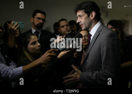 Brasilia, Brasilien. 10 Apr, 2019. Minister für Tourismus Marcelo Alvaro beteiligt sich an einer öffentlichen Anhörung des Ausschusses für regionale Entwicklung und des Tourismus in der föderalen Senat. Credit: Foto Arena LTDA/Alamy leben Nachrichten Stockfoto