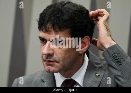 Brasilia, Brasilien. 10 Apr, 2019. Minister für Tourismus - Marcelo Alvaro Antonio, Minister für Tourismus, und an diesem Mittwoch, den 10. April, in einer von der Kommission im Senat. Foto: Mateus Bonomi/AGIF AGIF/Alamy Credit: Live-Nachrichten Stockfoto