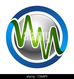 Kreis schreiben WN oder MN im Herzschlag Style Concept Design. Symbol grafische Vorlage element Stock Vektor