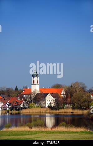 Kirche St. Gallus und Ulrich, Zeller See, Kisslegg, Oberschwaben, Baden-Württemberg, Deutschland, Europa Stockfoto