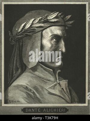 Porträt von Dante Alighieri, (c 1890). Schöpfer: Gustave Doré. Stockfoto