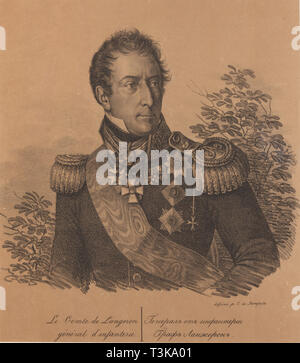 Porträt des Grafen Alexandre Andrault de Langeron (1763-1831), 1820. Schöpfer: Hampeln, Carl von (1794 - nach 1880). Stockfoto