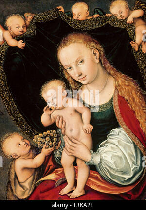 Madonna mit Kind und den Jungen Johannes der Täufer, nach 1537. Schöpfer: Cranach, Lucas, der Ältere (1472-1553). Stockfoto