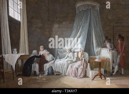 Madame Royale geheilt von brunier am 24. Januar 1793. Die königliche Familie im Tempel Gefängnis. Schöpfer: MALLET, Jean-Baptiste (1759-1835). Stockfoto