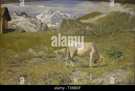 Pascoli di Primavera (Frühling Weiden), 1896. Schöpfer: Segantini, Giovanni (1858-1899). Stockfoto