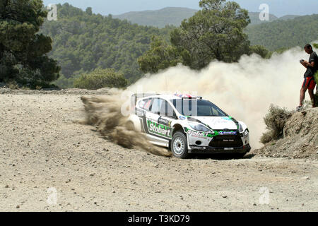 2011 Rallye Akropolis, spezielle Stufe 16 (aghii Theodori 2). Matthew Wilson - Scott Martin, Ford Fiesta RS WRC (6.) Stockfoto