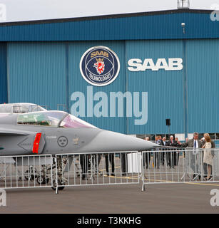 Saab feiert 70 Jahre und zeigt den Kampfjet JAS 39 Gripen. Foto Jeppe Gustafsson Stockfoto