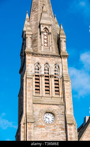 Turm der Viktorianischen Pilrig St Paul's Kirche von Schottland, französischen gotischen Stil durch Peddie & Kinnear, Leith Walk, Edinburgh, Schottland, Großbritannien Stockfoto