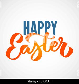 Frohe Ostern Hand gezeichnet moderne Kalligraphie design vector Schrift, Typografie. Für Werbung, Poster, Flyer, Banner, Grußkarte. Stock Vektor