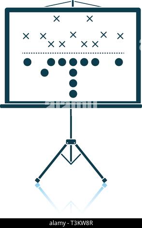 US-amerikanischer American-Football-Spiel-Plan stehen Symbol. Schatten-Reflexion-Design. Vektor-Illustration. Stock Vektor