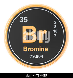 Brom Br chemisches Element. 3D-Rendering auf weißem Hintergrund Stockfoto