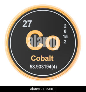 Cobalt Co chemisches Element. 3D-Rendering auf weißem Hintergrund Stockfoto