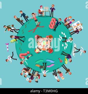 Business Planet von Männern und Frauen im Arbeitsleben. Stock Vektor