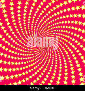 Spirale. Gelbe Shooting Stars auf rotem Hintergrund. Twisted Rundschreiben fractal Abbildung, kraftvoll, dynamisch, hypnotisierenden Design. Stockfoto