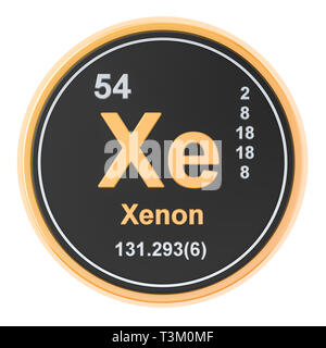 Xenon Xe chemisches Element. 3D-Rendering auf weißem Hintergrund Stockfoto