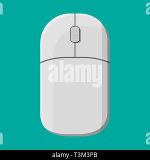 Einfache Computer oder Laptop Maus. Drahtloses Eingabegerät. Vector Illustration im flachen Stil Stock Vektor