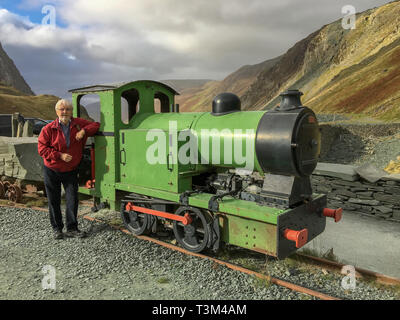 Baguley Schmalspur Dampflok. Honister Schiefer, Honister, Nationalpark Lake District, Cumbria Stockfoto