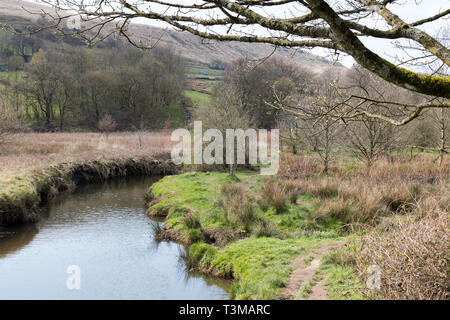 Zu Fuß von Motorradtouren zu Packesel Brücke in West Yorkshire Stockfoto