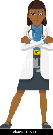 Junge Frau Arzt Cartoon Maskottchen Stock Vektor