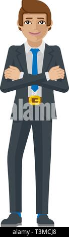 Business Mann Zeichentrickfigur Maskottchen Stock Vektor