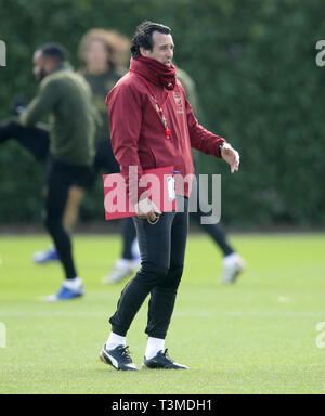 Arsenal manager Unai Emery während des Trainings in London Colney. Stockfoto