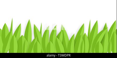 Grünbuch Gras horizontale nahtlose grenzüberschreitende Design. Vector Illustration Stock Vektor