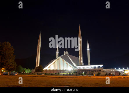 Shah Faisal Moschee in Islamabad in Pakistan nighht Stockfoto