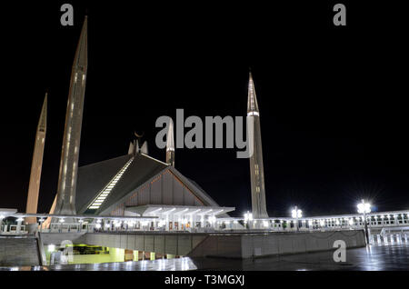 Shah Faisal Moschee bei Nacht in Islamabad in Pakistan Stockfoto