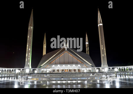 Shah Faisal Moschee bei Nacht in Islamabad in Pakistan Stockfoto