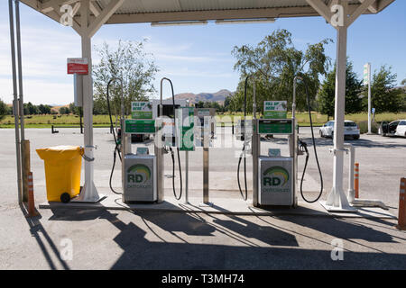 Benzin oder Gas Station, Tarras, Neuseeland Stockfoto