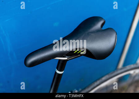Sport schwarz Leder Sitz am Rennrad Stockfoto
