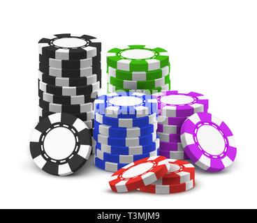 Stack und Heap für 3d oder realistischen poker chips. Stock Vektor