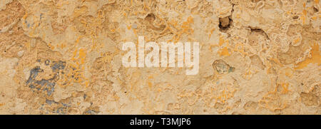 Beige Farbe gelb, bemalt und verblasste Wand Textur grunge Hintergrund, Banner Stockfoto