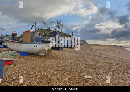 Die Stader Angeln Strand, Hastings, East Sussex, England, Großbritannien Stockfoto