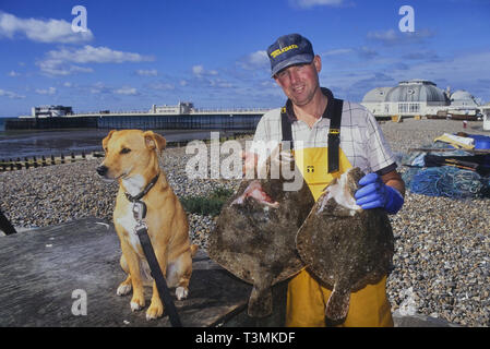 Eine Stütze der frisch gefangenen Fischen, Worthing, West Sussex, England, Großbritannien Stockfoto