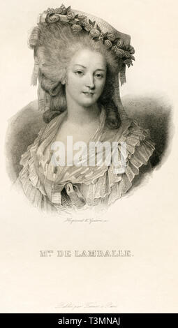 Europa, Frankreich, Maria-Louise von Savoyen-Carignan auch Madame de Lamballe, Kupferstich von Hopwood & Goutiere, wahrscheinlich 1830er Jahre - 1840 e Stockfoto