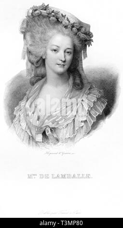 Europa, Frankreich, Maria-Louise von Savoyen-Carignan auch Madame de Lamballe, Kupferstich von Hopwood & Goutiere, wahrscheinlich 1830er Jahre - 1840 e Stockfoto