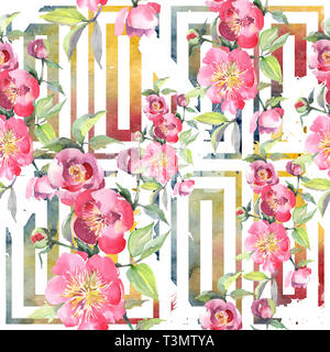Rosa Pfingstrose bouquet Blumig botanischen Blumen. Aquarell Hintergrund Abbildung. Nahtlose Muster. Stockfoto