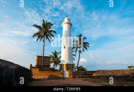 Galle Dutch Festung Leuchtturm und Kokospalmen in Sri Lanka Stockfoto