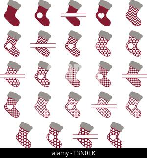 Weihnachten Santa Socken Vektor Sammlung Stock Vektor