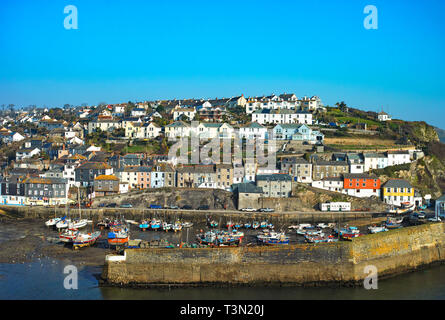 Häuser rund um den Hafen von Mevagissey cornwall England Großbritannien Stockfoto