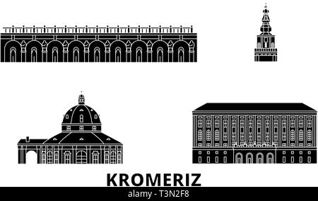 Tschechische Republik, Kromeriz Flachbild reisen Skyline. Tschechische Republik, Kromeriz schwarz Stadt Vektor-illustration, Symbol, Reisen, Sehenswürdigkeiten, Wahrzeichen. Stock Vektor