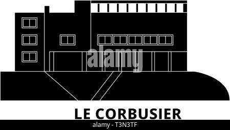 Deutschland, Stuttgart, Le Corbusier Flachbild reisen Skyline. Deutschland, Stuttgart, Le Corbusier schwarz Stadt Vektor-illustration, Symbol, reisen Sehenswürdigkeiten Stock Vektor