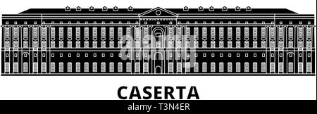 Italien, Caserta Flachbild reisen Skyline. Italien, Caserta schwarz Stadt Vektor-illustration, Symbol, Reisen, Sehenswürdigkeiten, Wahrzeichen. Stock Vektor