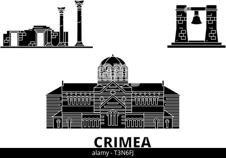 Russland, Krim, chersonesus Flachbild reisen Skyline. Russland, Krim, Chersonesus schwarz Stadt Vektor-illustration, Symbol, Reisen, Sehenswürdigkeiten, Wahrzeichen. Stock Vektor