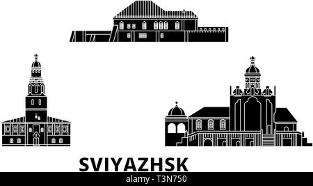 Russland, swjaschsk Flachbild reisen Skyline. Russland, Swjaschsk schwarz Stadt Vektor-illustration, Symbol, Reisen, Sehenswürdigkeiten, Wahrzeichen. Stock Vektor