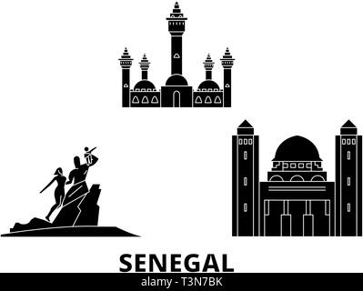 Senegal Flachbild reisen Skyline. Senegal schwarz Stadt Vektor-illustration, Symbol, Reisen, Sehenswürdigkeiten, Wahrzeichen. Stock Vektor